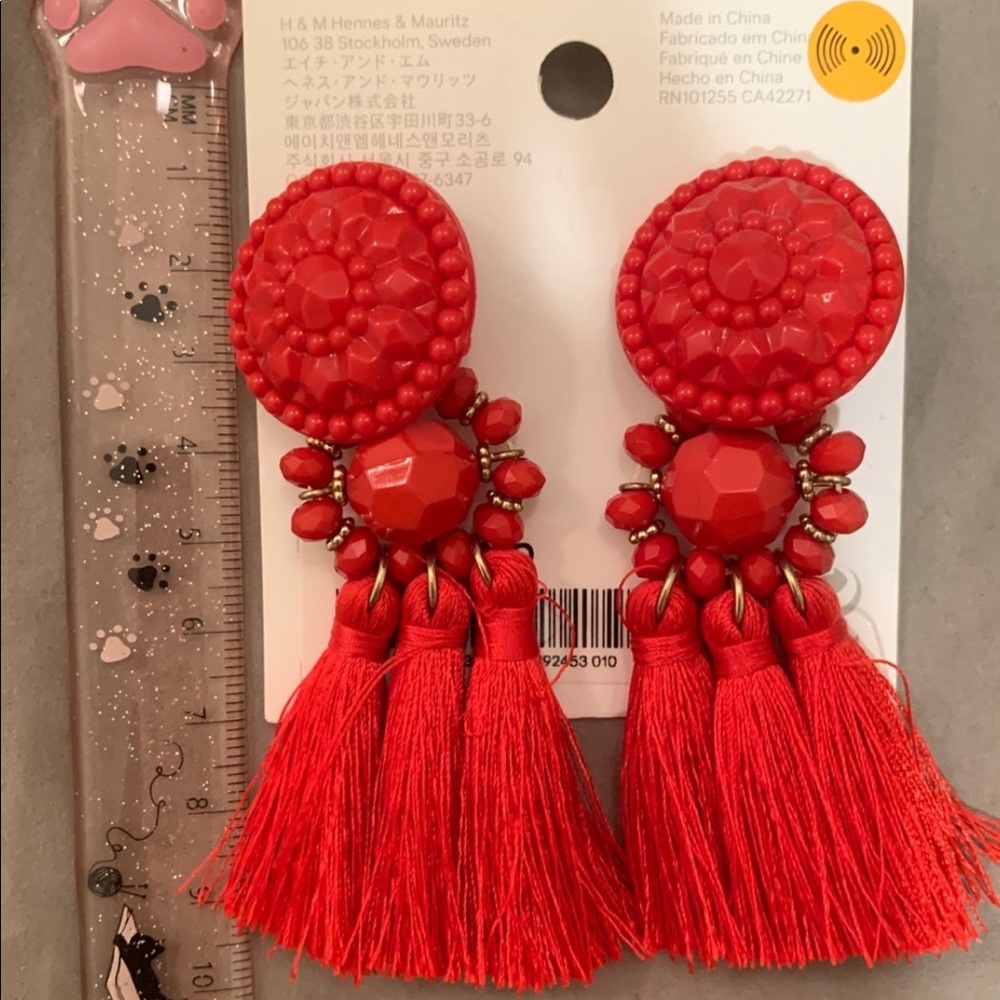 Red Dangle Earring